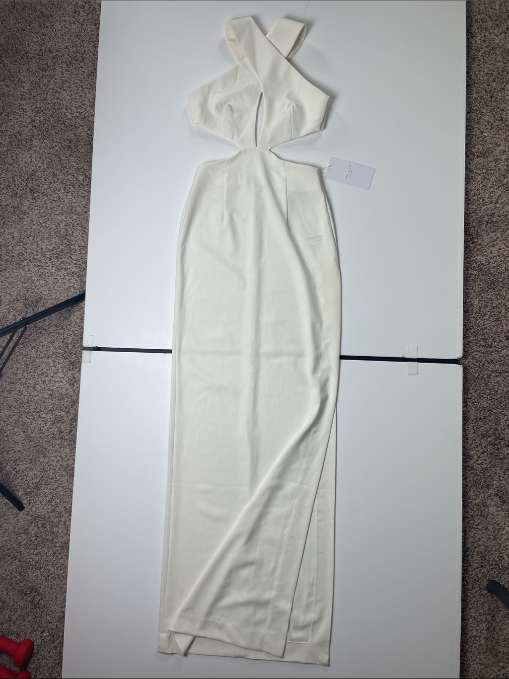 Solace London Criss Cross Front Cutout Maxi Dress White